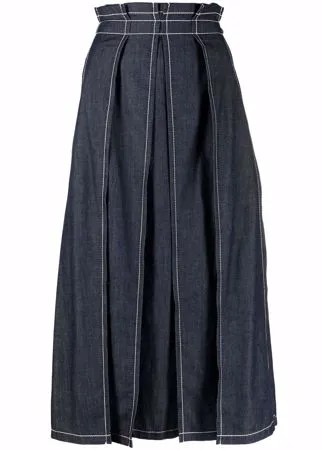 Odeeh джинсовая юбка с завышенной талией и складками