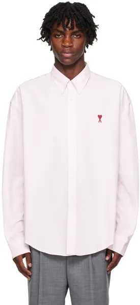 AMI Alexandre Mattiussi Бело-розовая рубашка Ami De C?ur
