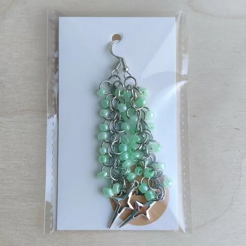 Серьги Hope's jewelry Asalia, стекло, бисер, размер/диаметр 80 мм, зеленый