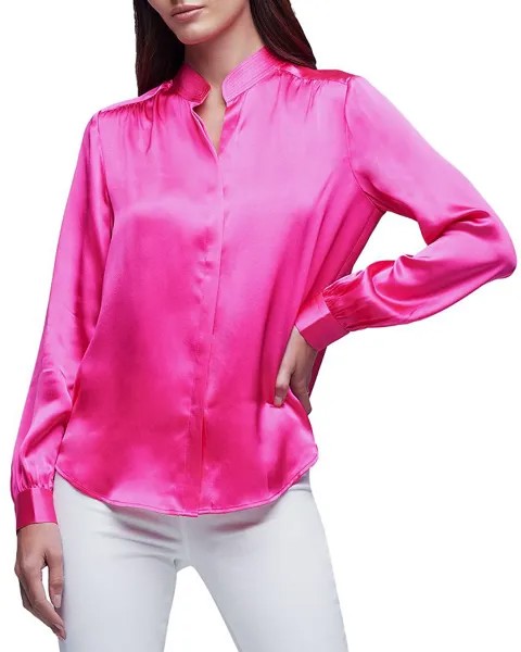 Шелковая блузка с воротником-стойкой Bianca L'AGENCE