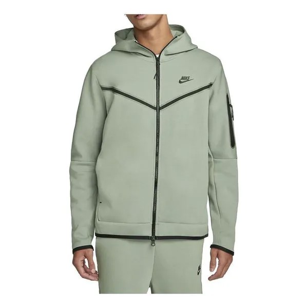 Куртка спортивная одежда технический флис полная молния толстовка Nike, зеленый