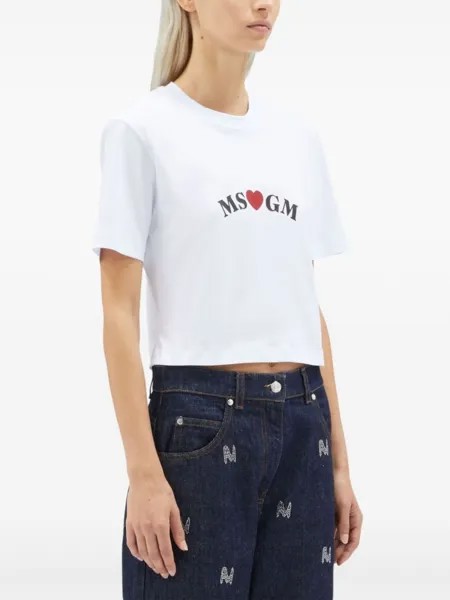 MSGM футболка из хлопка с логотипом, белый