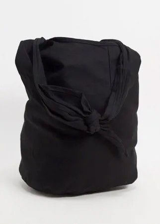 Черная сумка-тоут из плотной ткани с завязкой ASOS DESIGN-Черный цвет