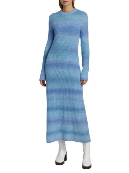 Платье миди с принтом Space Dye Vince, цвет Blue Combo
