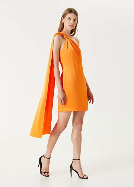 Атласное коктейльное платье мини Jax Halston, оранжевый