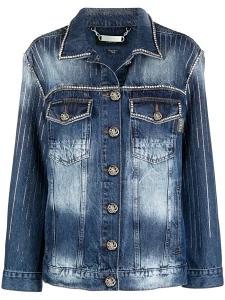 Philipp Plein джинсовая куртка с кристаллами, синий