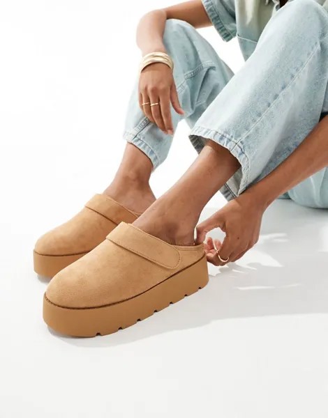 Pull&Bear - Мюли коричневого цвета на платформе