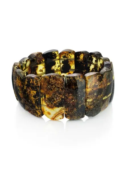 Эффектный глянцевый браслет для женщин и мужчин из натурального янтаря «Помпеи»