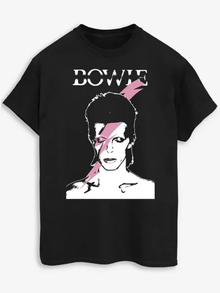 NW2 David Bowie Pink Flash Adult Black Футболка с принтом George., черный