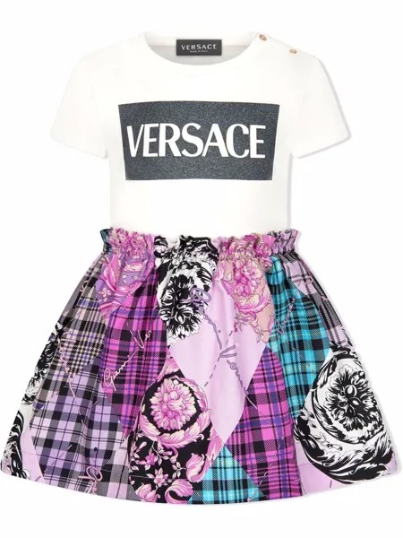 Versace Kids платье с узором Barocco Argyle