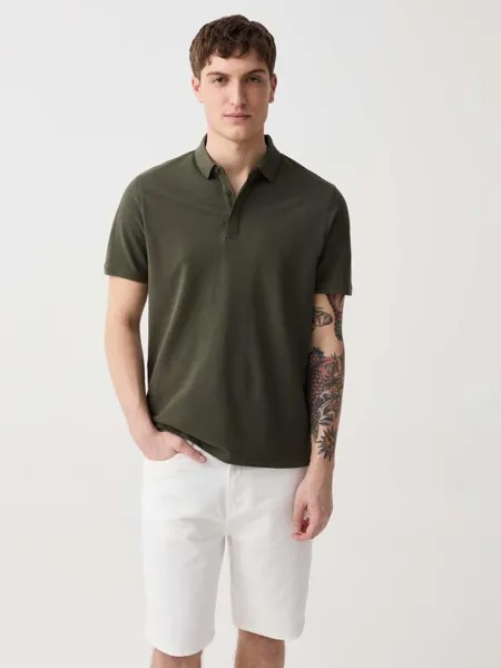 Однотонная рубашка-поло из пике Ovs, цвет army green