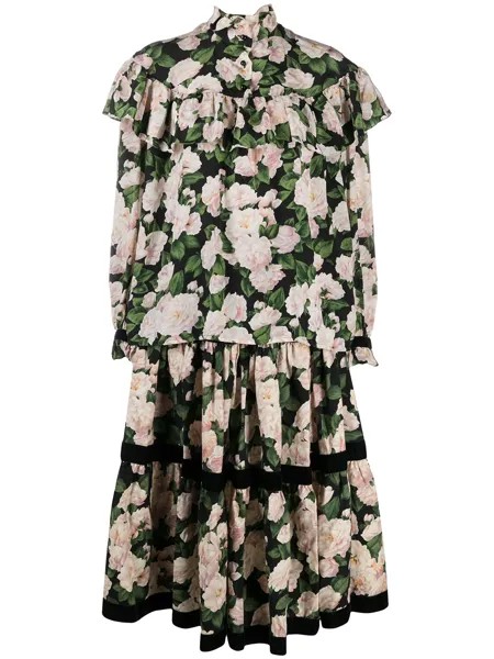 Yves Saint Laurent Pre-Owned платье с оборками и цветочным принтом