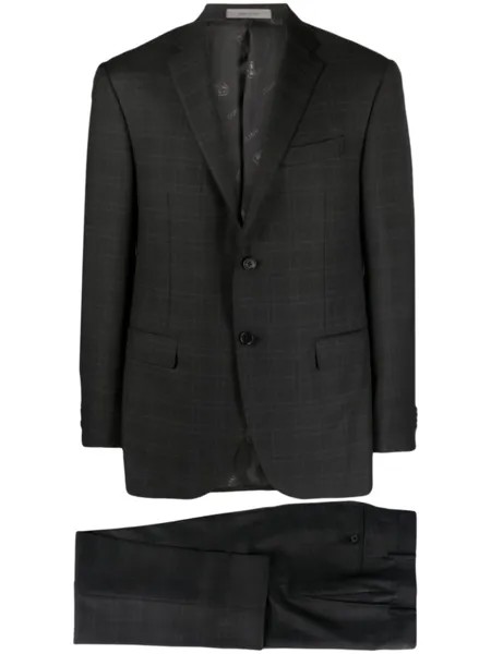 Corneliani клетчатый костюм с однобортным пиджаком, серый