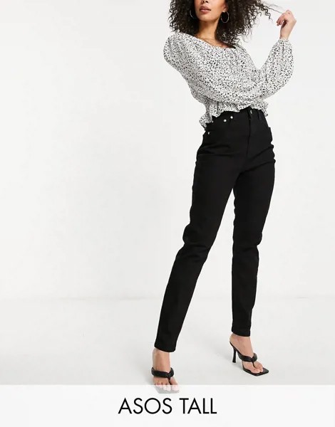 Черные узкие джинсы в винтажном стиле с завышенной талией ASOS DESIGN Tall-Черный цвет