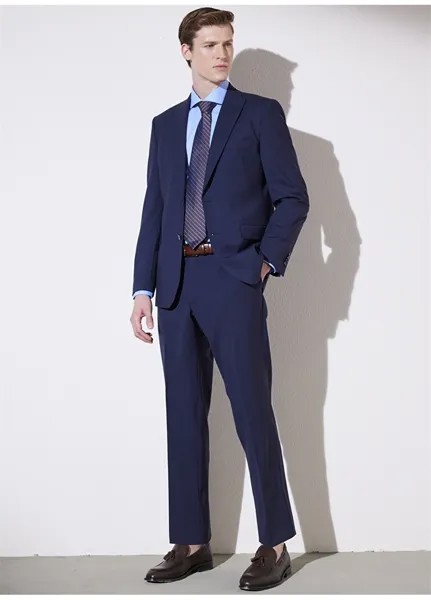 Темно-синий мужской комфортный костюм с острым воротником Brooks Brothers