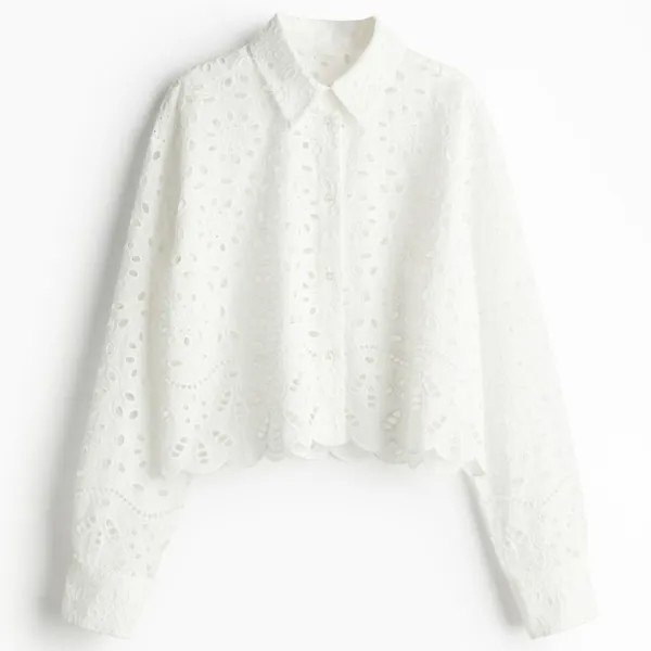 Рубашка H&M Eyelet Embroidered, белый