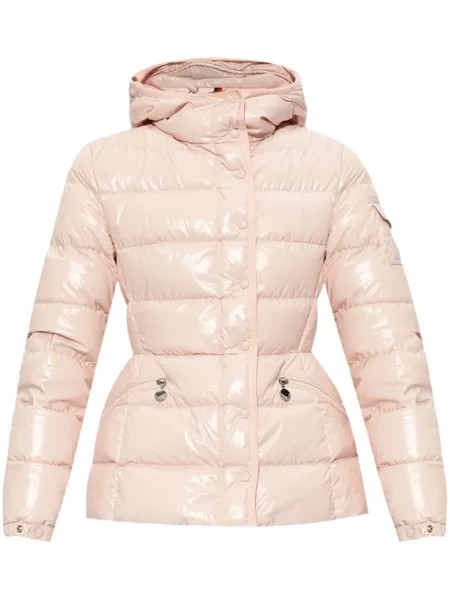 Moncler утепленная куртка-пуховик с капюшоном, розовый