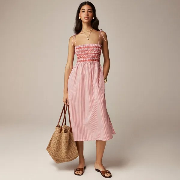 Платье «Палома» из полосатого хлопкового поплина J.Crew, красный