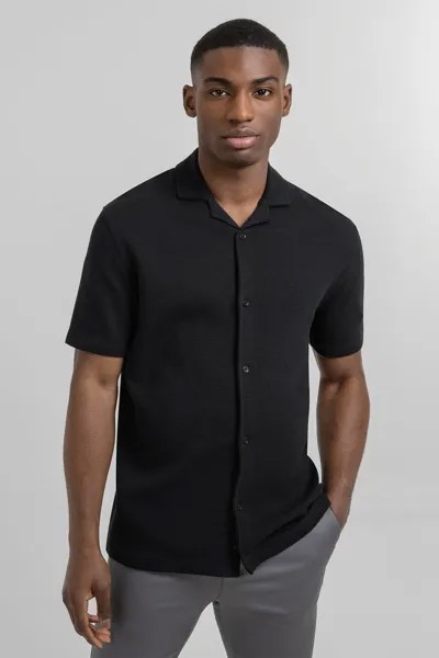 Рубашка из джерси с коротким рукавом и вафельной текстурой Steel & Jelly, черный