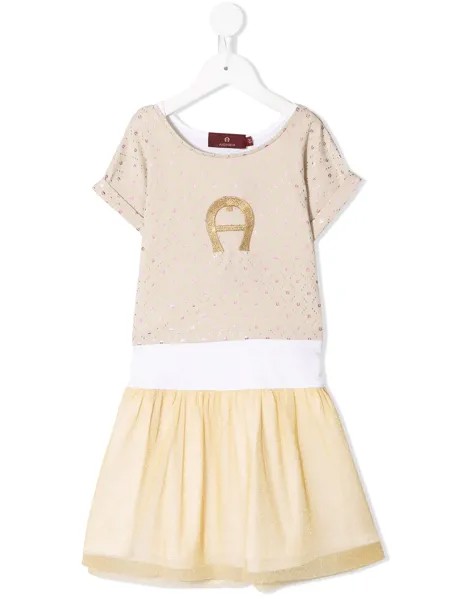 Aigner Kids платье с вышитым логотипом