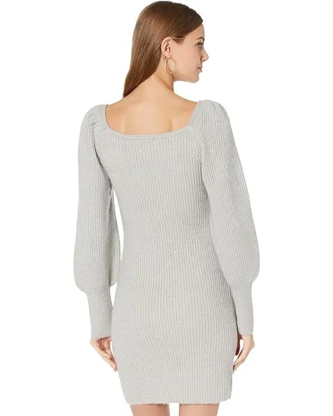 Платье 1.STATE Long Sleeve Square Neck Sweaterdress, цвет Silver Heather