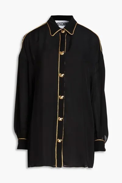 Рубашка из шелкового крепдешина с кантом MOSCHINO, черный