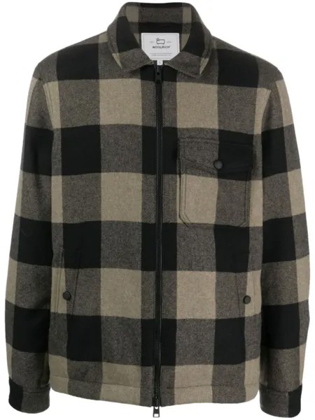 Woolrich клетчатая куртка-рубашка из смесовой шерсти, зеленый