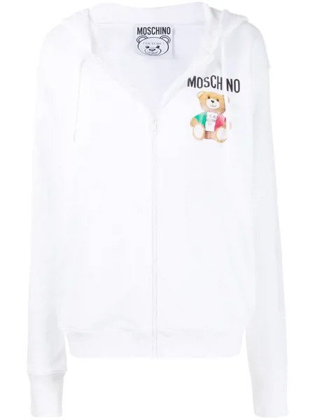 Moschino худи на молнии с принтом Teddy Bear