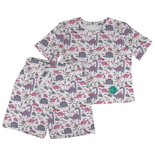 Пижама Marengo Textile размер 128, белый/розовый/фиолетовый