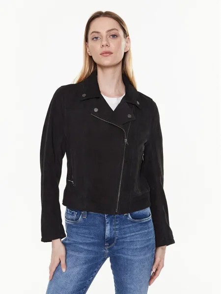 Кожаная куртка стандартного кроя Pepe Jeans, черный