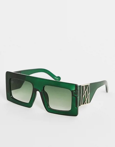 Солнцезащитные очки в стиле oversized в крупной оправе зеленого цвета Jeepers Peepers-Зеленый цвет