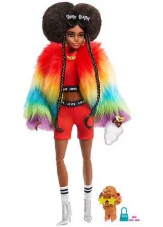 Кукла Barbie Экстра в радужном пальто, 29 см, GVR04
