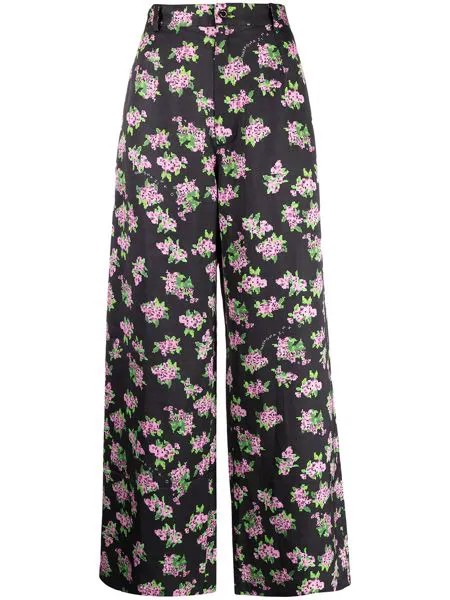 Natasha Zinko укороченные брюки с цветочным принтом