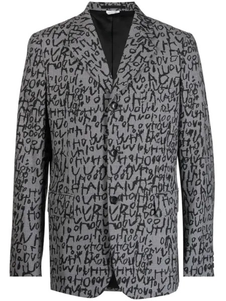 Comme des Garçons Homme Plus однобортный пиджак с графичным принтом, черный