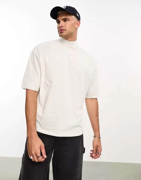 Белая оверсайз-футболка с высоким воротником ASOS