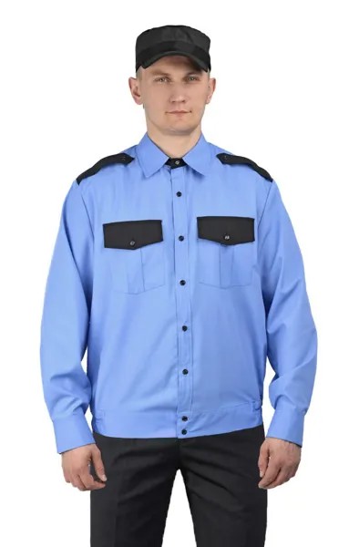 Рубашка рабочая мужская Ursus РУБ504-069 голубой с черным 42 RU, 182-188 см