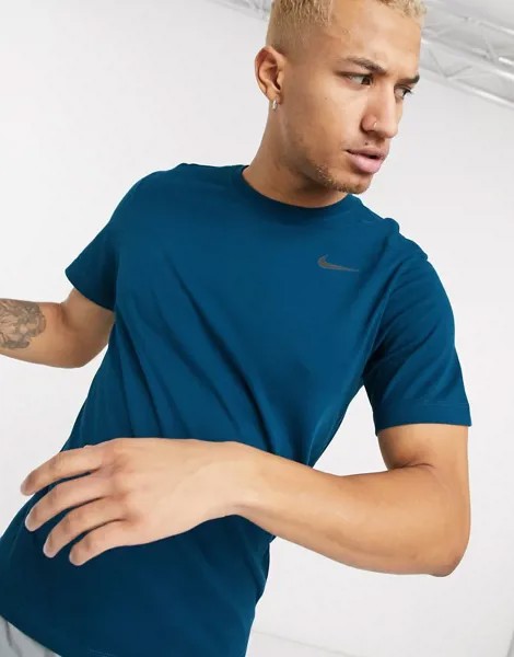 Синяя футболка с логотипом Nike Training Dri-Fit-Синий