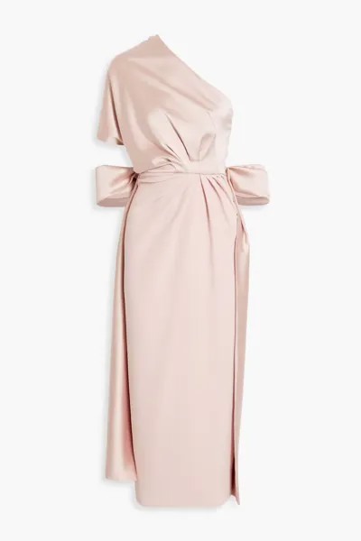Платье миди из атласного крепа на одно плечо с драпировкой Rhea Costa, цвет Blush