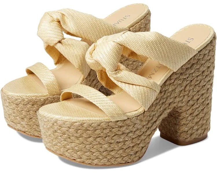 Туфли Stuart Weitzman Playa Sohigh 145 Knot Platform Slide, цвет Wheat/Natural