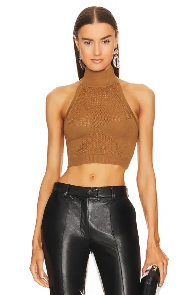 Топ Michael Costello x REVOLVE Lalita Mesh Crop Knit, бронзовый