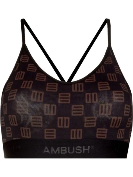 AMBUSH топ-бра с монограммой, черный