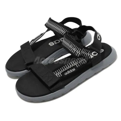 Мужские сандалии adidas Comfort, черные, белые, серые, унисекс, с ремешком GV8243