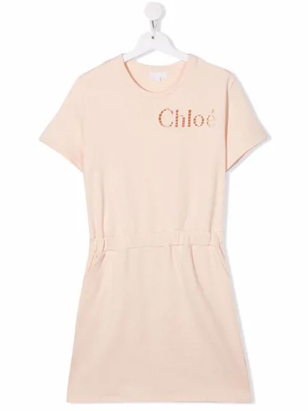 Chloé Kids платье-футболка с логотипом Perforated