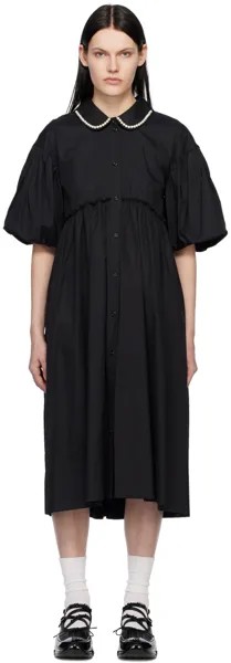 Черное платье-миди с пышными рукавами Simone Rocha