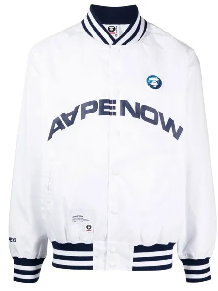 A Bathing Ape бомбер с нашивкой, белый