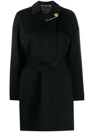 Versace кашемировое пальто с поясом и декором Medusa