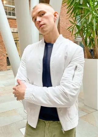 Белый бомбер на утеплителе с оранжевой подкладкой ASOS DESIGN MA1