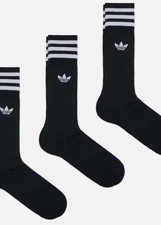 Комплект носков adidas Originals Crew 3 Pairs, цвет чёрный, размер 43-46 EU