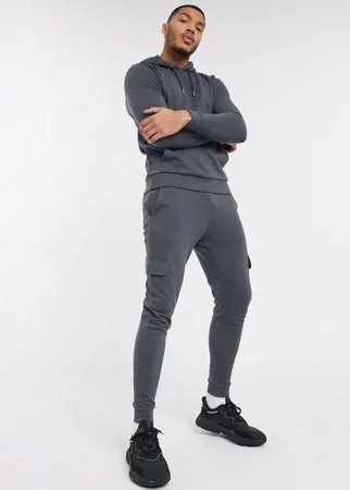 Черное худи и спортивные брюки карго ASOS DESIGN-Черный