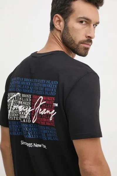 Хлопковая футболка Tommy Jeans, черный